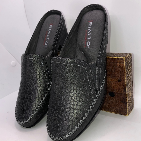 RIALTO Comfort Vette Croc Embossed Faux Leather Mules-7W - Picture 5 of 16